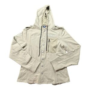 NWOT Code 22 Khaki Military Style Hooded Jacket Size L